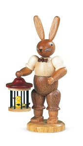 Easter bunny, male, with bird cage