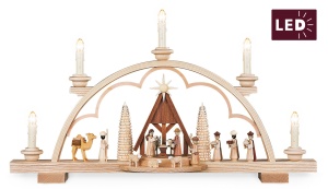 Candle arch nativity scene, with manger,